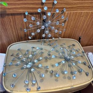3 STARBURSTS Faceted Contemporary Silver Bling
Wall Decor